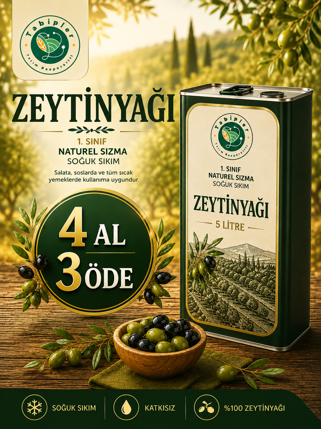 ZEYTİNYAĞI 5 LT SOĞUK SIKIM KAMPANYA